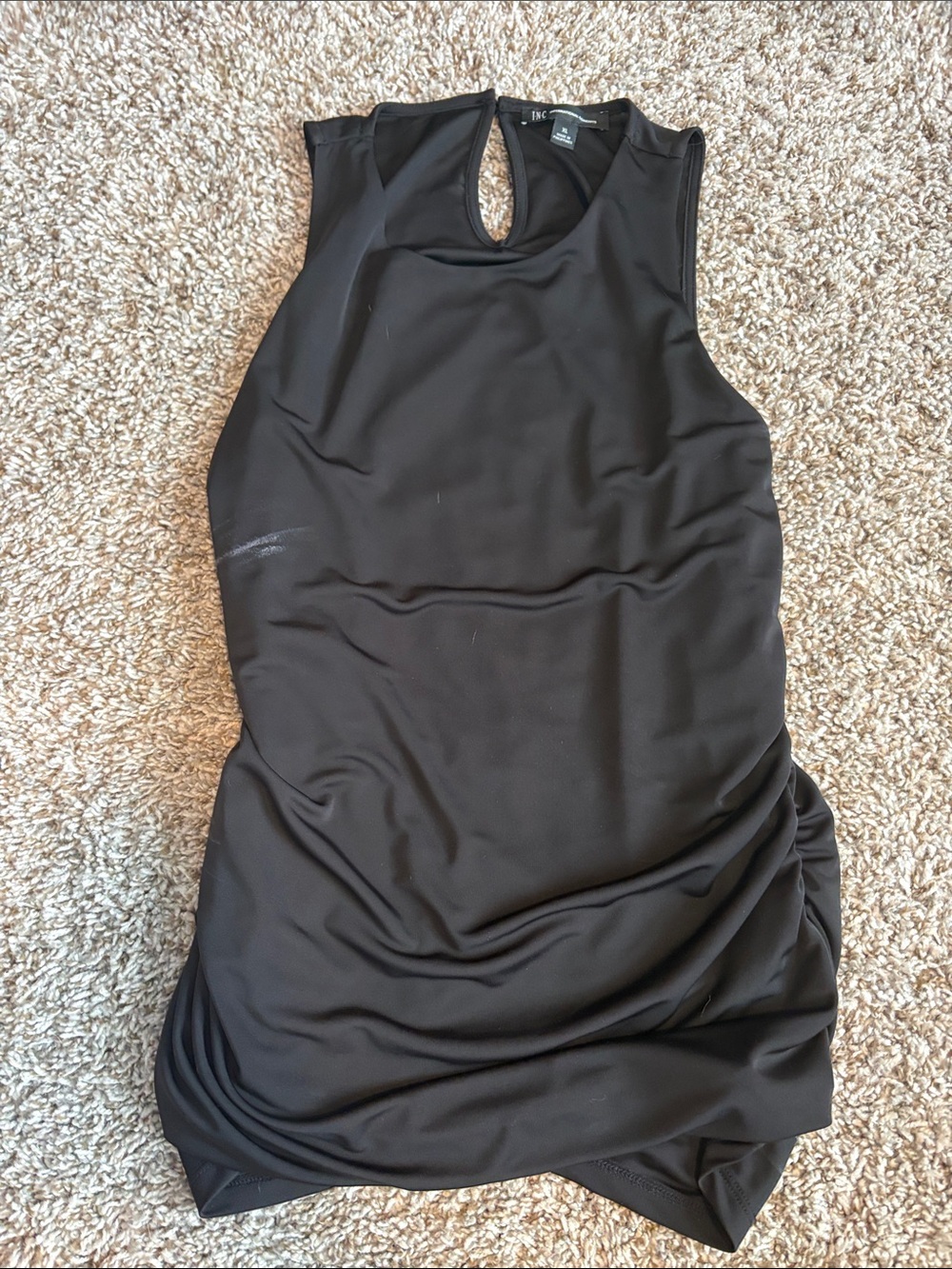 INC International Concepts Black Sleeveless Keyhole Blouse